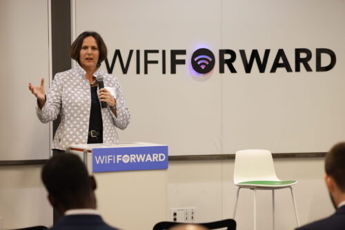 Liz Hyman, CEO of the XR Association speaking at WifiForward's Wi-Fi Summit